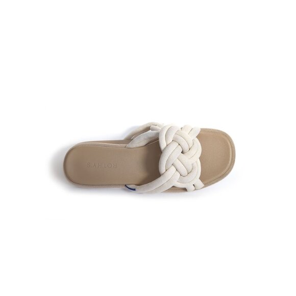 ROTHY'S The Summer Sandal White Sand Knotted Slide Sandals Womens Size 9.5 - Picture 4 of 9